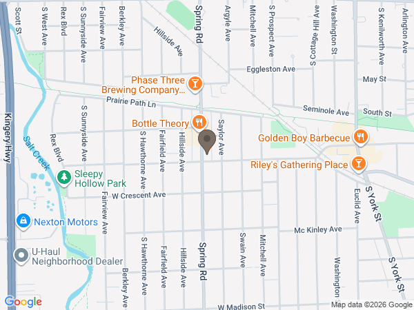 Map showing location of Elmhurst Community Funeral Home
