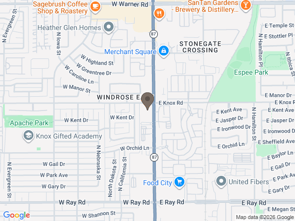 Map showing location of Legacy Funeral Home - Chandler