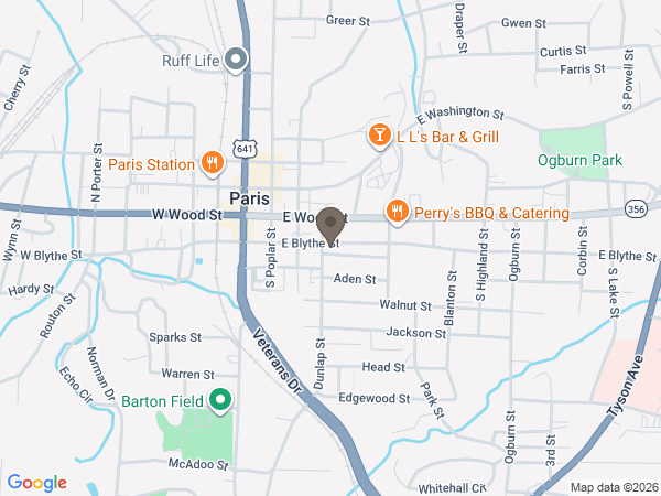 Map showing location of Ridgeway Funeral Home