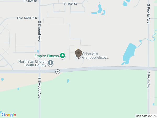 Map showing location of Schaudt Funeral Service: Glenpool
