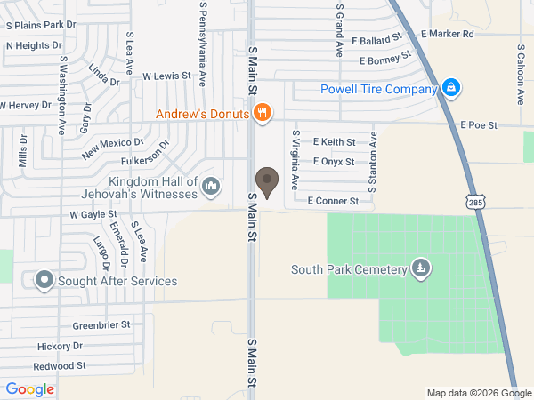 Map showing location of Anderson Bethany Funeral Home