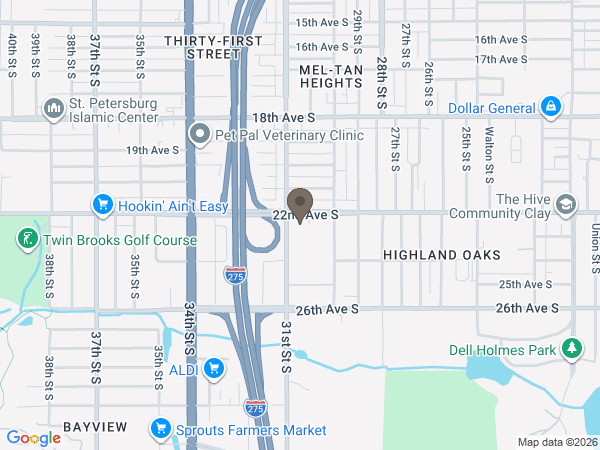 Map showing location of Florida Mortuary: St. Petersburg
