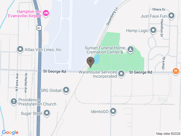 Map showing location of Sunset Funeral Home