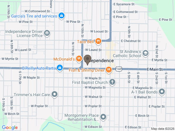Map showing location of Webb & Rodrick Chapel