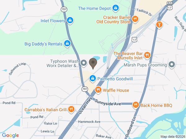 Map showing location of Burroughs Funeral Home