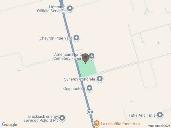 Map showing location of American Heritage Cemetery Funeral Home Crematory