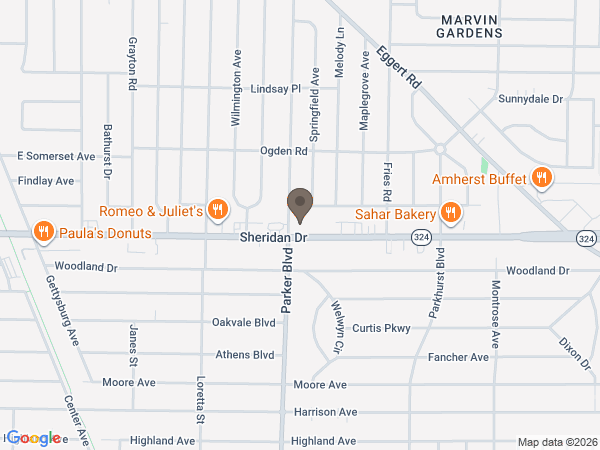 Map showing location of Amigone Funeral Home