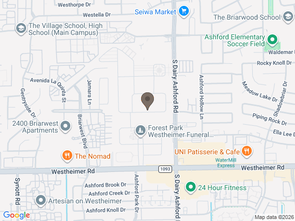 Map showing location of Forest Park Westheimer