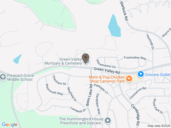 Map showing location of Green Valley Mortuary & Cemetery