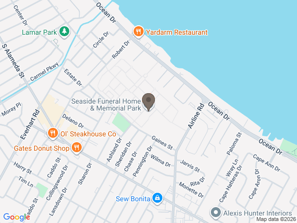 Map showing location of Seaside Memorial Park & Funeral Home
