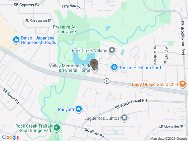 Map showing location of Valley Memorial Park