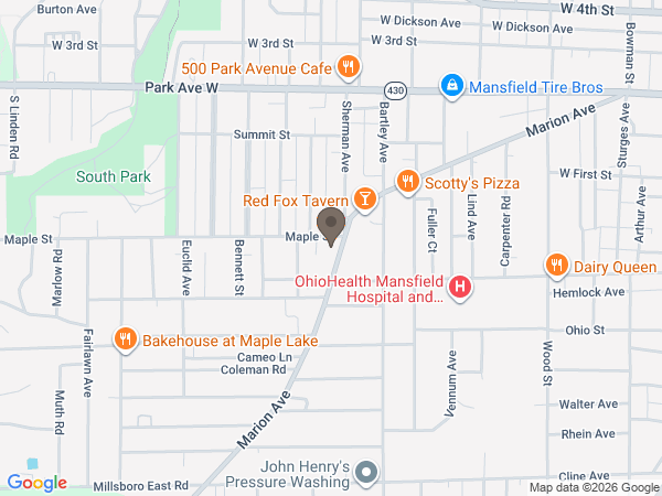 Map showing location of Snyder Funeral Homes: Finefrock Chapel