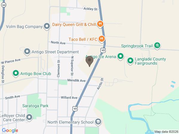Map showing location of Bradley Funeral Home