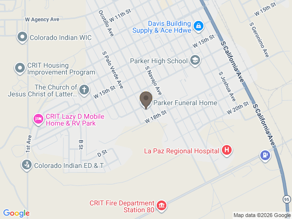 Map showing location of Parker Funeral Home (SCI)
