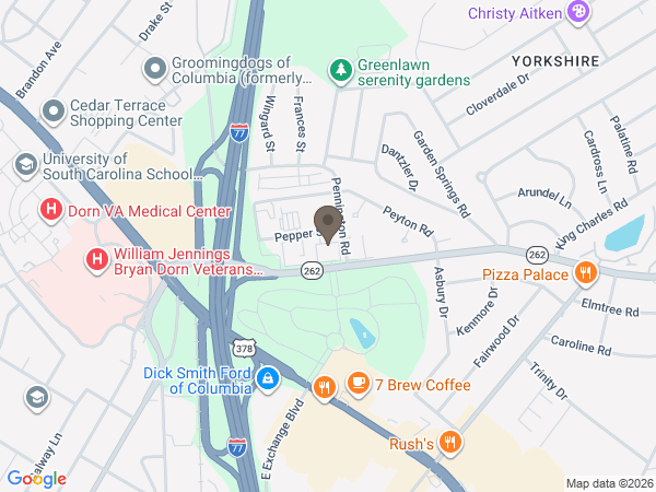 Map showing location of Thompson Funeral Home at Greenlawn Memorial Park