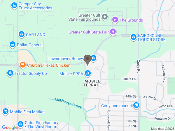 Map showing location of Mobile Funeral Home and Crematory
