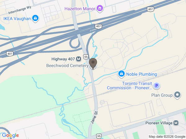 Map showing location of Beechwood Cemetery