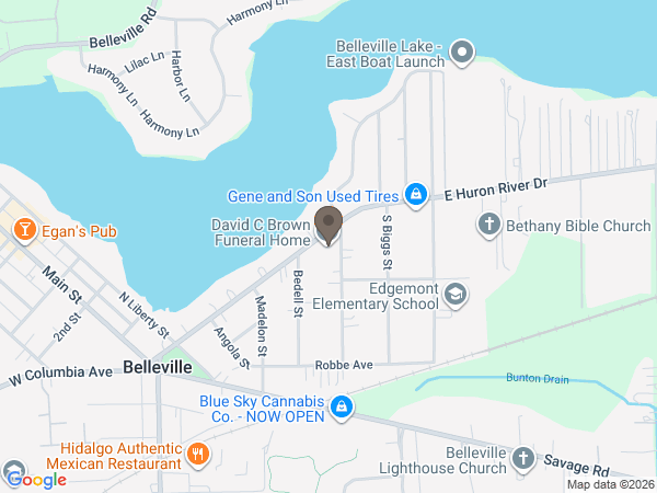 Map showing location of David C. Brown Funeral Home