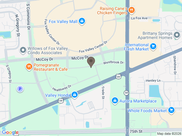 Map showing location of Cremation Society of Illinois: Aurora