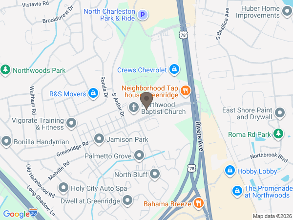 Map showing location of J. Henry Stuhr Funeral Home: Northwoods