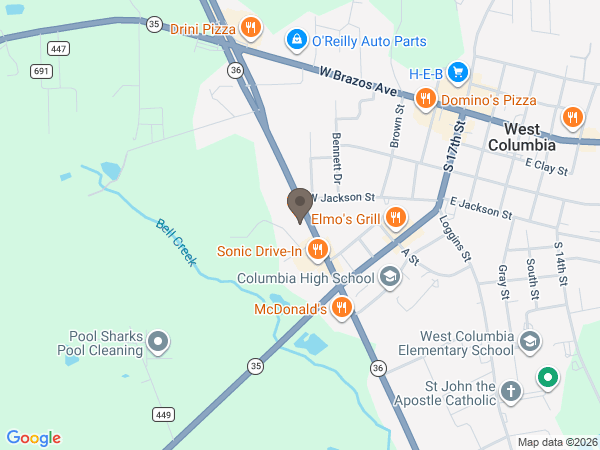 Map showing location of C.T. Baker & Sons Funeral Home