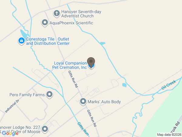 Map showing location of Loyal Companion Pet Cremation