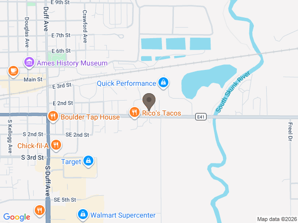 Map showing location of Ames Monument & Cremation Center