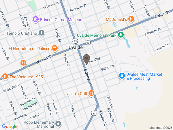 Map showing location of Rushing-Estes-Knowles Mortuary