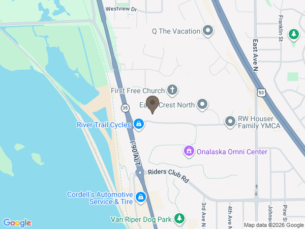 Map showing location of Coulee Region Cremation Group