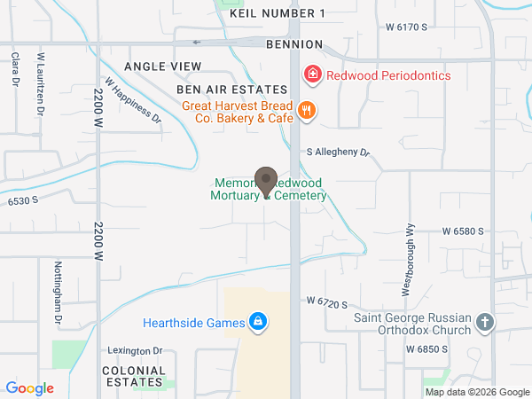 Map showing location of Memorial Utah: Redwood Mortuary and Cemetery
