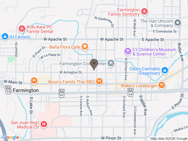 Map showing location of Cope Memorial Chapel: Farmington