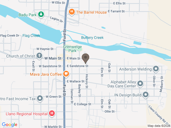 Map showing location of Harrell Funeral Home: Llano