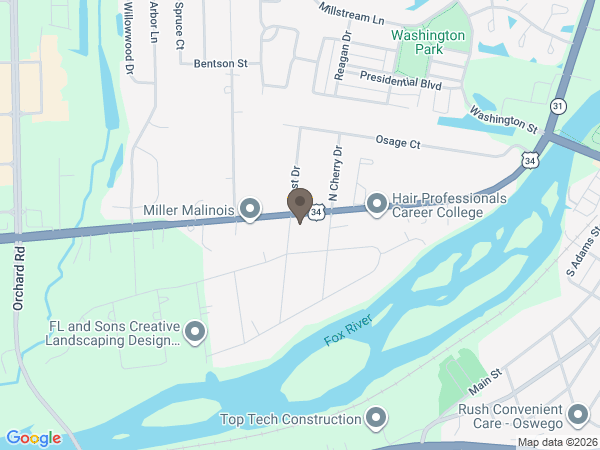 Map showing location of Bauman Family Funeral Home