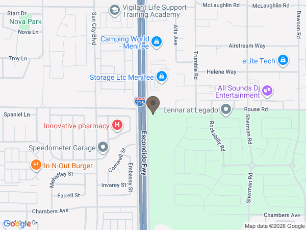 Map showing location of Evans Brown Mortuary