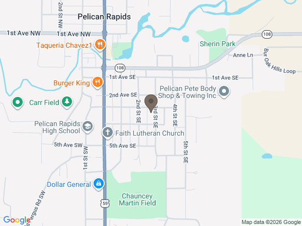 Map showing location of Larson Funeral Home
