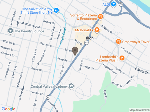 Map showing location of Whiter-Hendrix Funeral Home