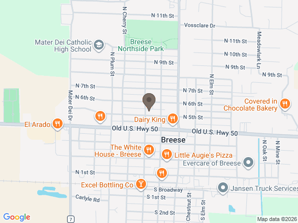 Map showing location of Moss Funeral Home