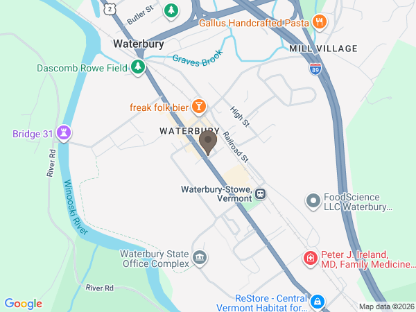 Map showing location of Vermont Funeral Homes: Perkins-Parker