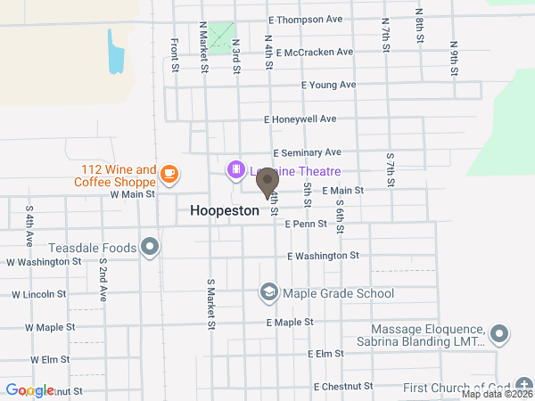 Map showing location of Anderson Funeral Home