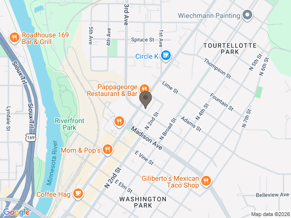 Map showing location of Mankato Mortuary
