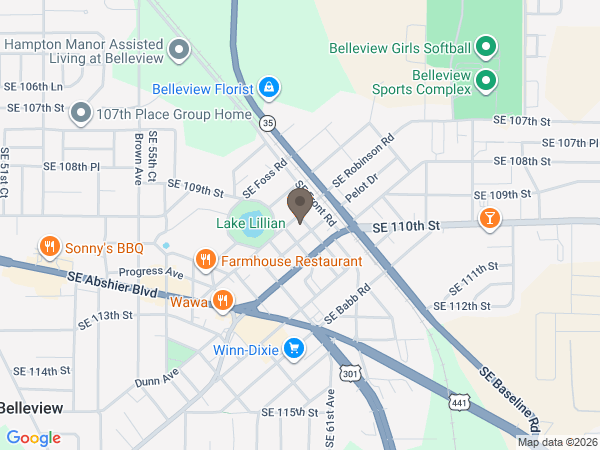 Map showing location of Hiers-Baxley Funeral Services - Belleview