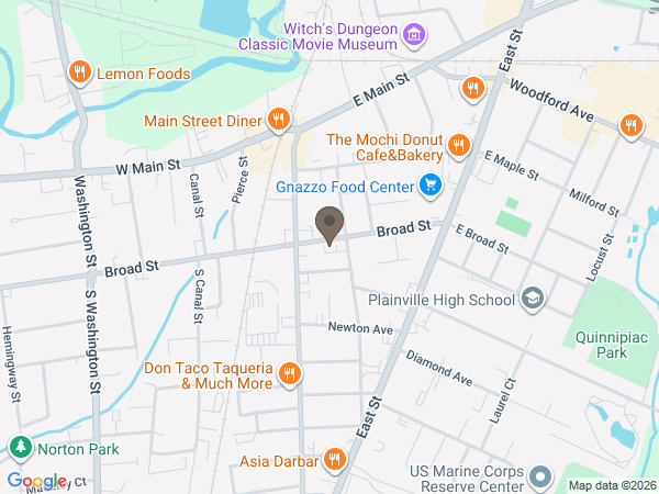 Map showing location of Bailey Family Funeral Homes: Plainville