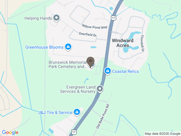 Map showing location of Brunswick Memorial Park Funeral Home