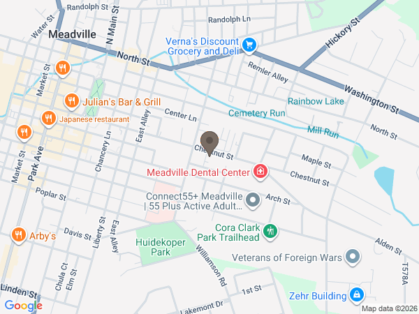 Map showing location of Ryan M Warren Funeral Home and Cremation Services: Townville