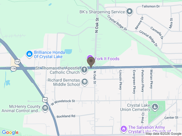 Map showing location of Davenport Family Funeral Home: Crystal Lake
