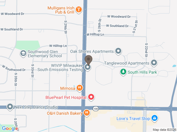 Map showing location of Heritage Funeral Home - Oak Creek