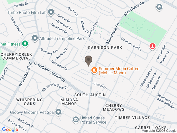 Map showing location of Cremation.Green: South Austin
