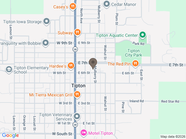Map showing location of Fry Funeral Home