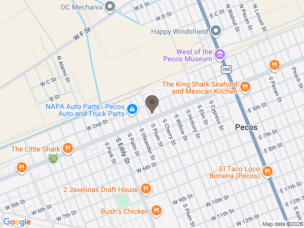 Map showing location of PECOS FUNERAL HOME