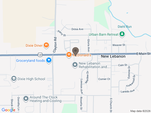 Map showing location of Rogers Funeral Homes